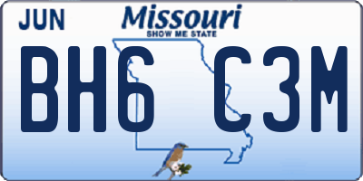 MO license plate BH6C3M