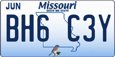 MO license plate BH6C3Y