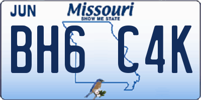MO license plate BH6C4K
