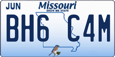 MO license plate BH6C4M
