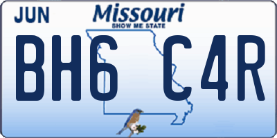 MO license plate BH6C4R