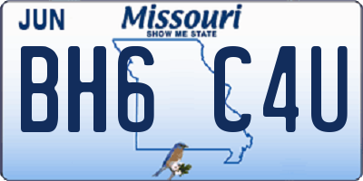 MO license plate BH6C4U