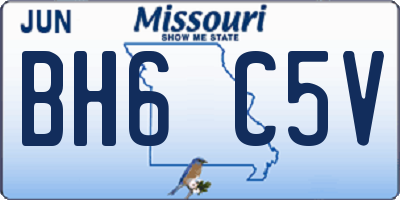 MO license plate BH6C5V