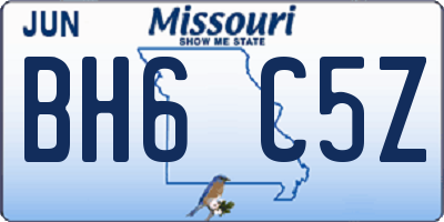 MO license plate BH6C5Z