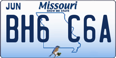 MO license plate BH6C6A