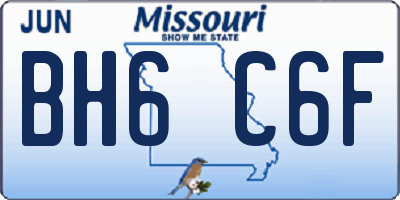 MO license plate BH6C6F
