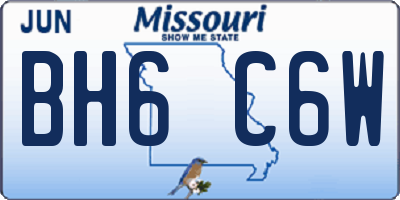 MO license plate BH6C6W