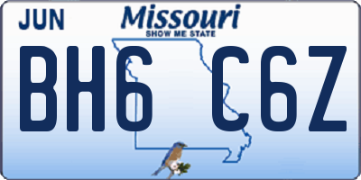 MO license plate BH6C6Z