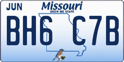 MO license plate BH6C7B