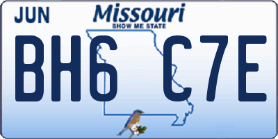 MO license plate BH6C7E
