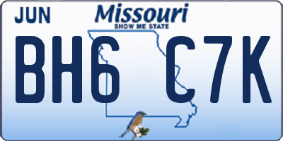 MO license plate BH6C7K
