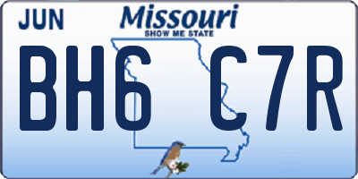 MO license plate BH6C7R