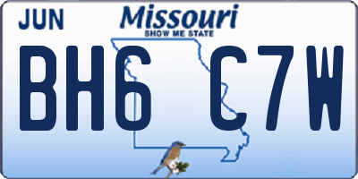 MO license plate BH6C7W