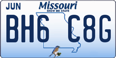 MO license plate BH6C8G