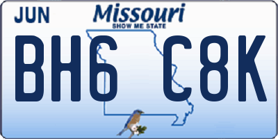 MO license plate BH6C8K