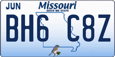 MO license plate BH6C8Z