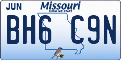 MO license plate BH6C9N