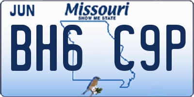 MO license plate BH6C9P