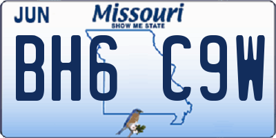 MO license plate BH6C9W