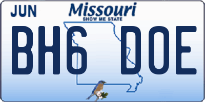 MO license plate BH6D0E