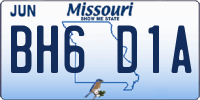 MO license plate BH6D1A