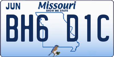 MO license plate BH6D1C