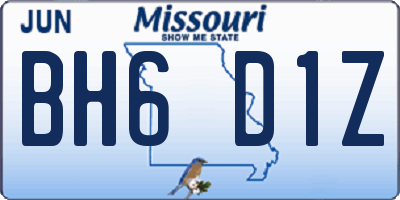 MO license plate BH6D1Z