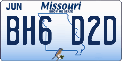 MO license plate BH6D2D