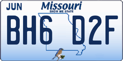 MO license plate BH6D2F