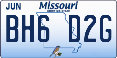 MO license plate BH6D2G