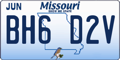 MO license plate BH6D2V