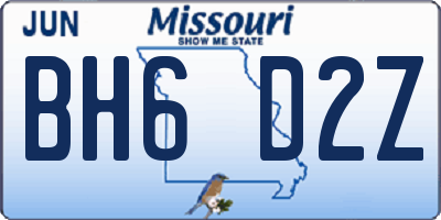 MO license plate BH6D2Z