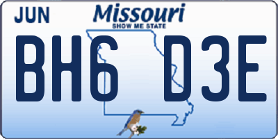 MO license plate BH6D3E