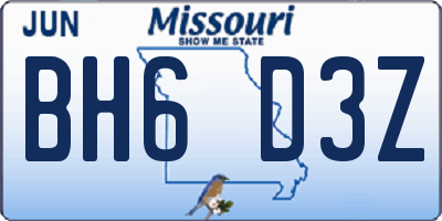 MO license plate BH6D3Z
