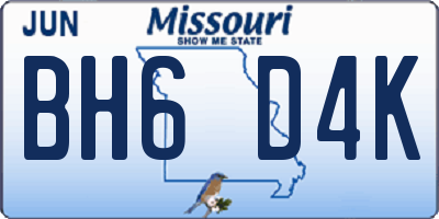 MO license plate BH6D4K