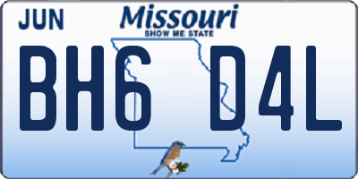 MO license plate BH6D4L