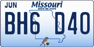 MO license plate BH6D4O
