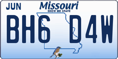 MO license plate BH6D4W