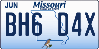 MO license plate BH6D4X