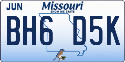 MO license plate BH6D5K