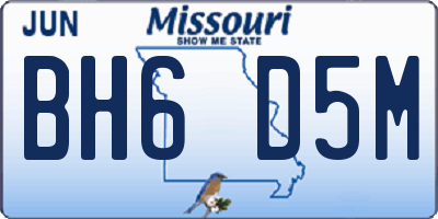 MO license plate BH6D5M