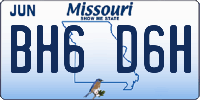 MO license plate BH6D6H