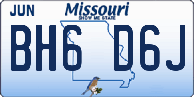 MO license plate BH6D6J