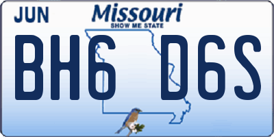 MO license plate BH6D6S