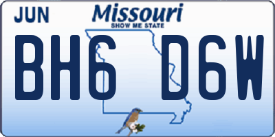 MO license plate BH6D6W