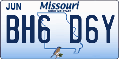 MO license plate BH6D6Y