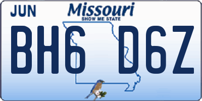 MO license plate BH6D6Z