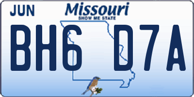 MO license plate BH6D7A