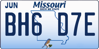 MO license plate BH6D7E