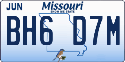 MO license plate BH6D7M